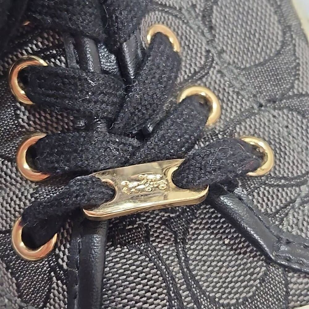 Coach Empire Low Top Signature Logo Sneakers Womens 7.5 Black Gray Canvas Shoes - Picture 7 of 9